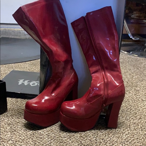 red platform boots